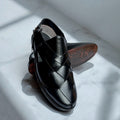 Black Leather Braided  Peshawri Sandals