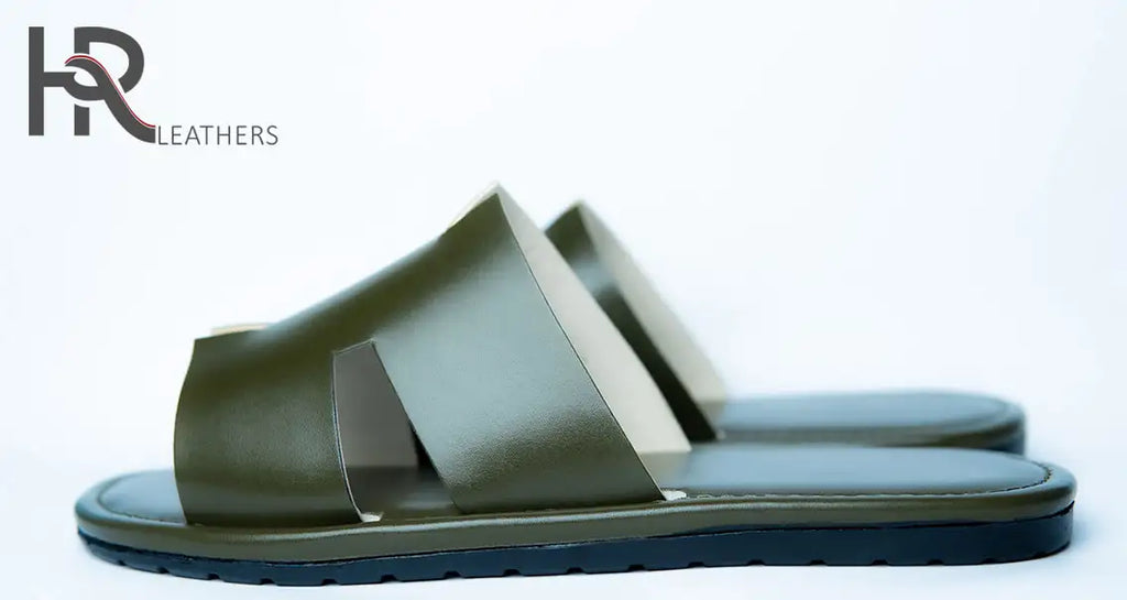 Izmiri Sandals | Green H Shape Leather