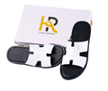 Izmiri Sandals in White & Black H Shape