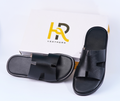 Izmiri Slippers Of Pure Leather H Shape In Black Color