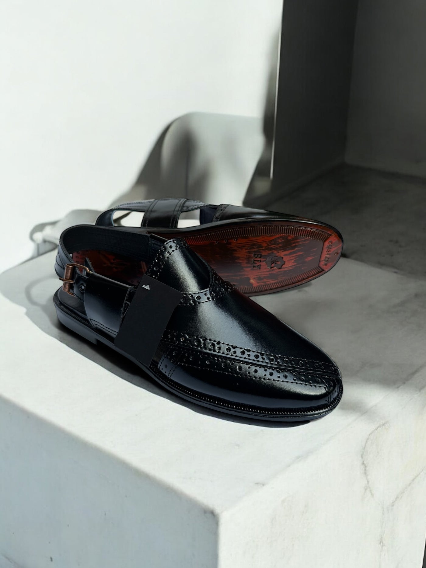Peshawri Sandals Black Leather Formal