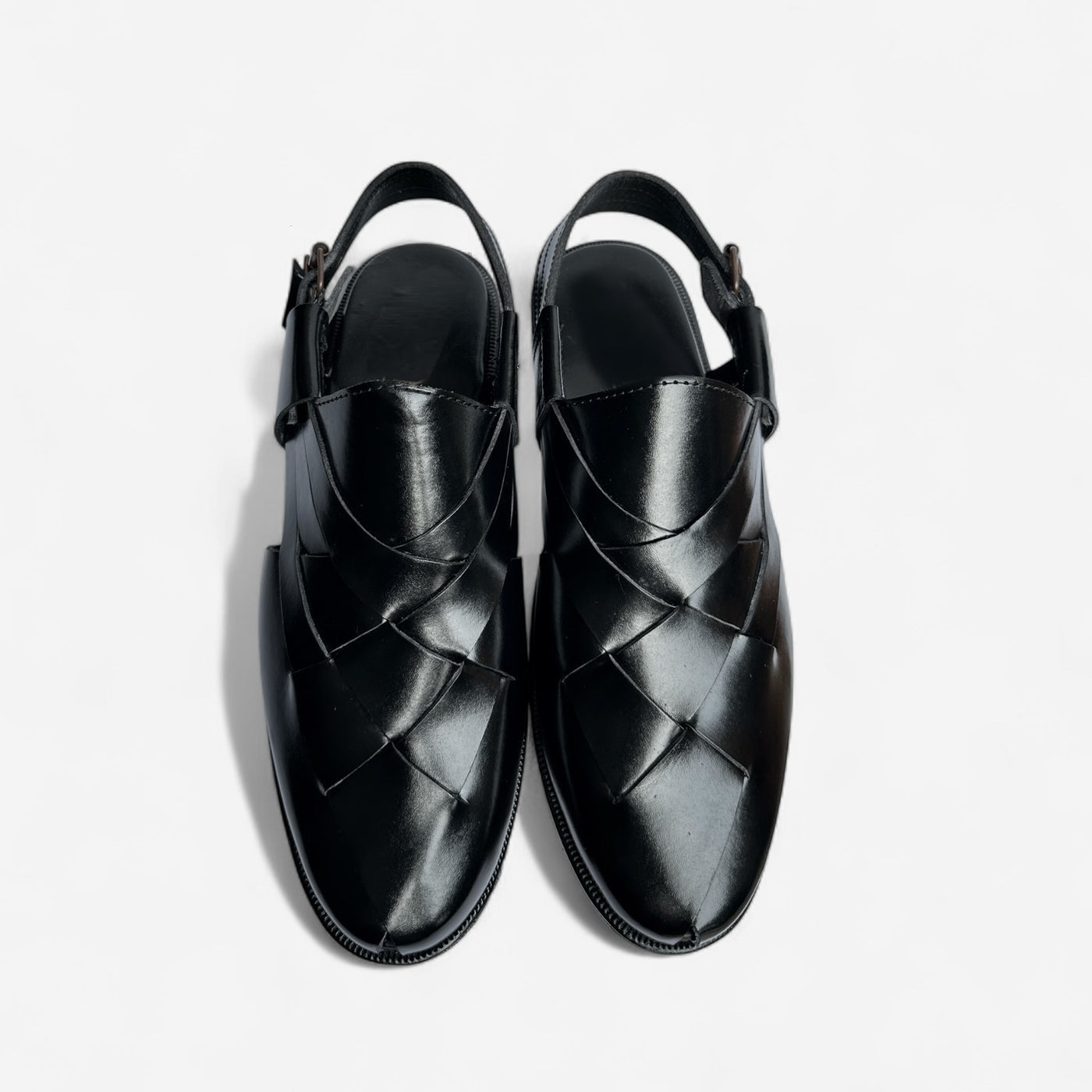 Black Leather Braided  Peshawri Sandals