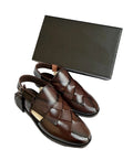 Peshawri Sandals Dark Brown Embroided