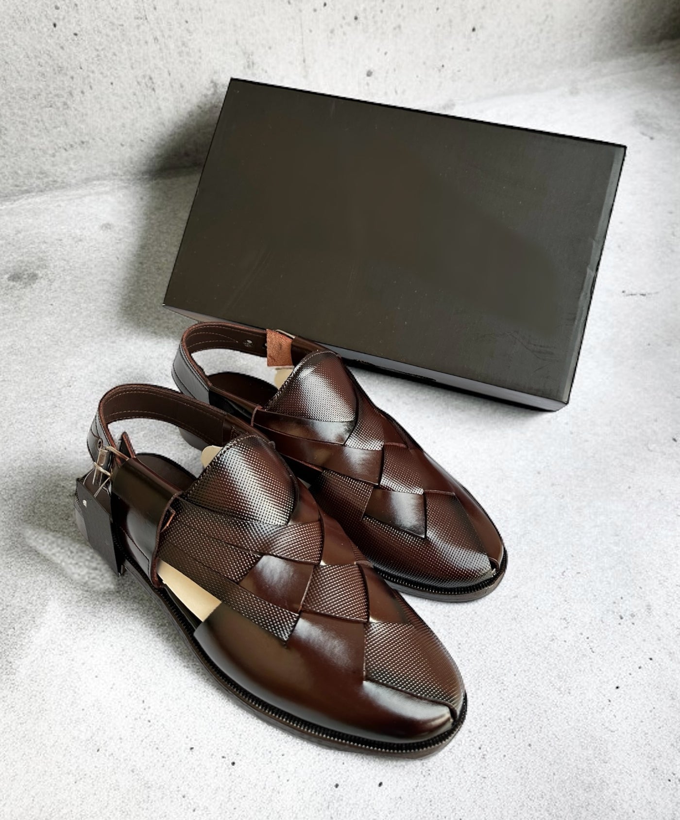 Peshawri Sandals Dark Brown Embroided