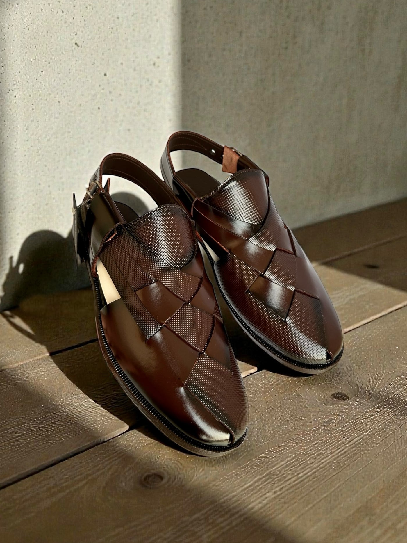 Peshawri Sandals Dark Brown Embroided