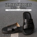 Izmiri Slippers In Unique Stitching |  Black